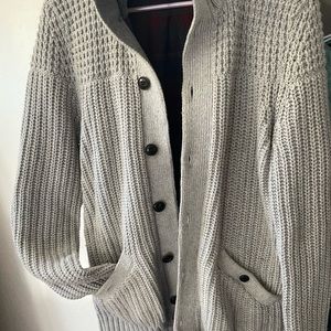 Ted Baker London Mens Large Long Sleeve Cable knit Button Through Cardigan